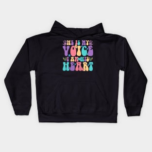 He is my voice I am his heart Autism Awareness Gift for Birthday, Mother's Day, Thanksgiving, Christmas Kids Hoodie